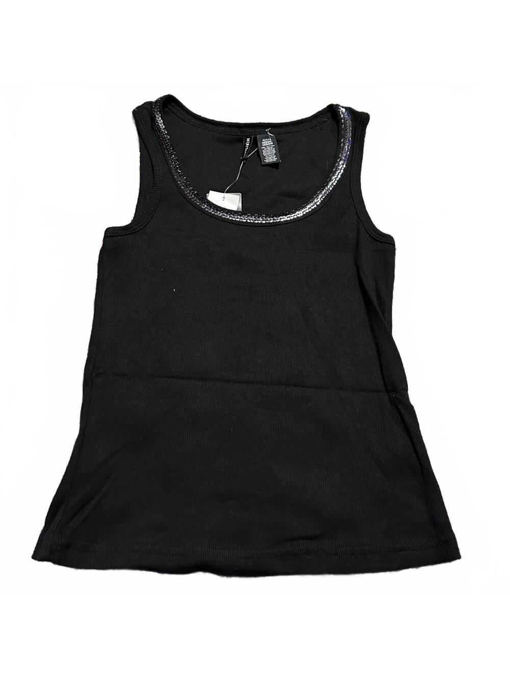 Y2K Mix It  Sequenced Black Tank Top NWT Mix It Size Medium Petite